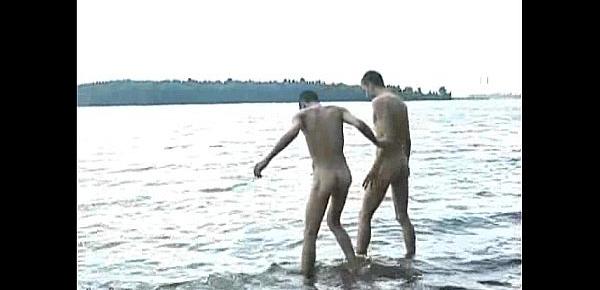  Hot naked bathers banging on the shore of the lake